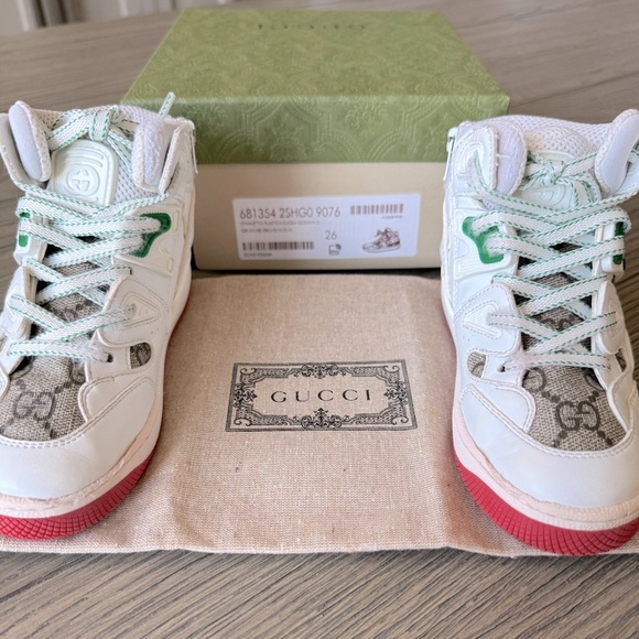GUCCI 🤍🤎 Limited Edition High Top Zip Up Kids Sneakers - Picture 6 of 15